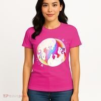 Cute Rainbow Unicorns Yin Yang Women's T-Shirt thumb 4
