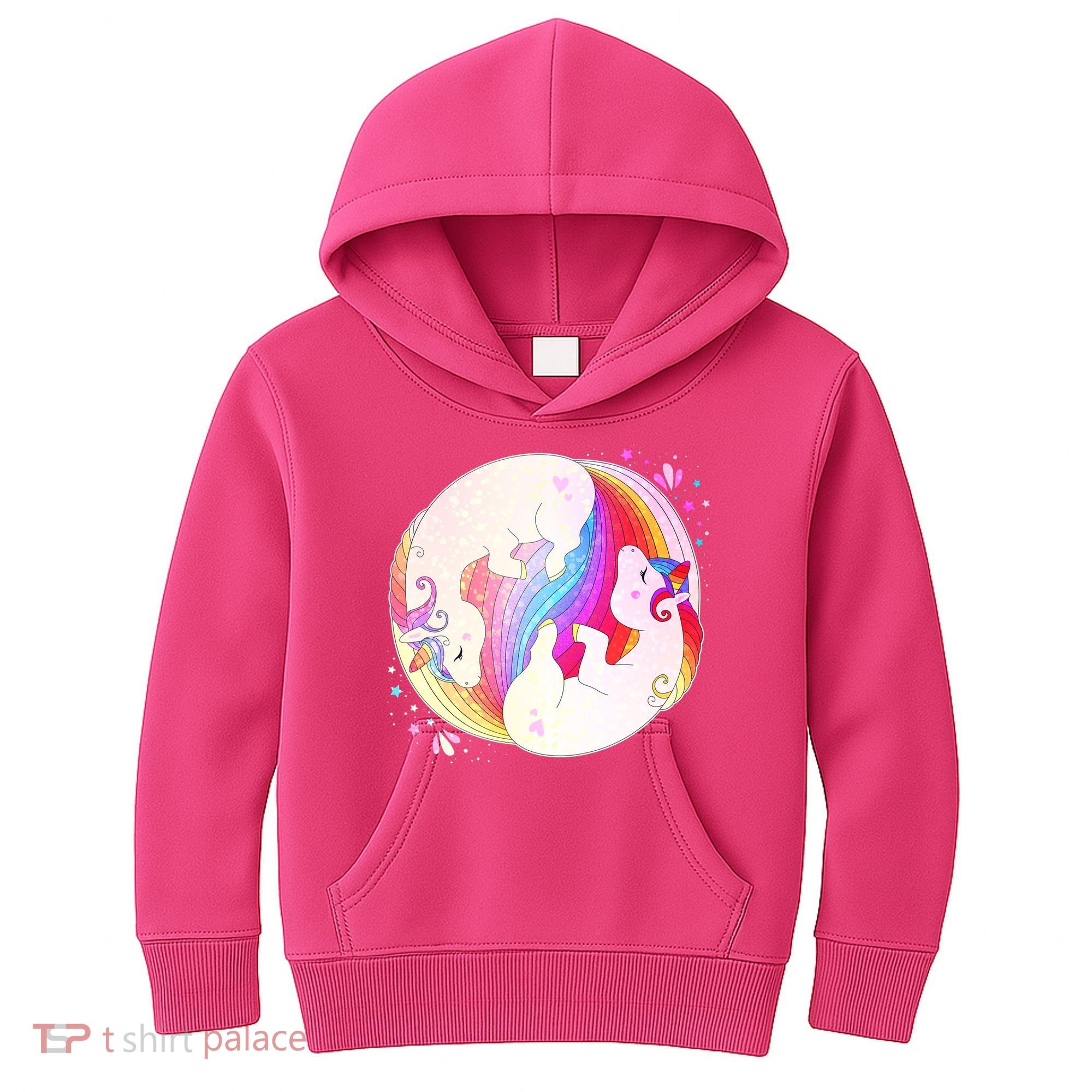Cute Rainbow Unicorns Yin Yang Kids Hoodie