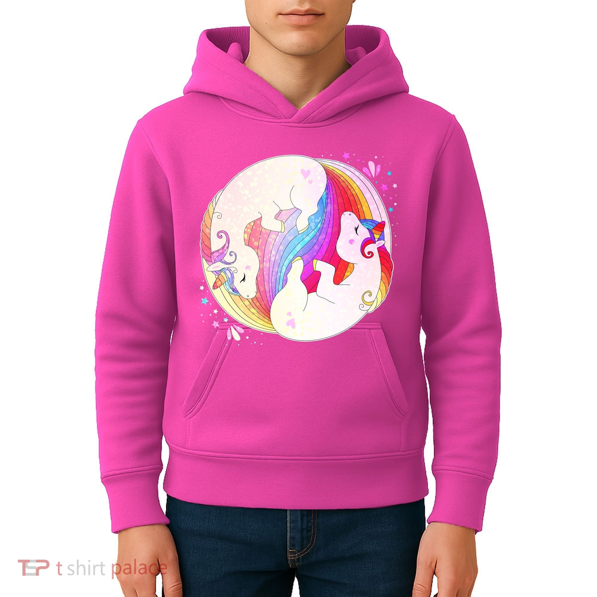 Cute Rainbow Unicorns Yin Yang Kids Hoodie
