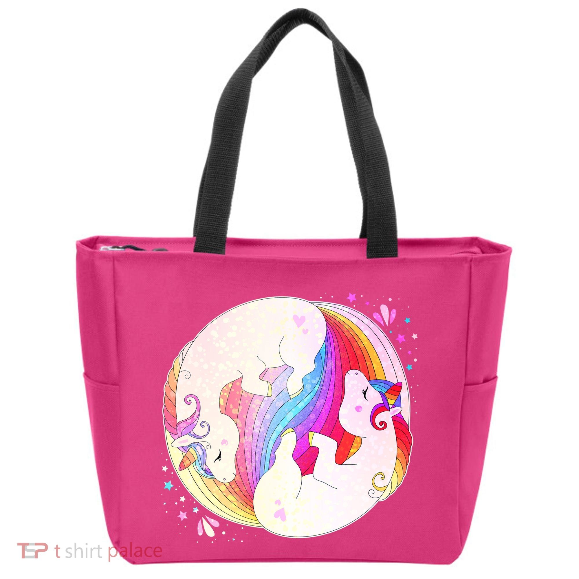 Cute Rainbow Unicorns Yin Yang Tote Bag