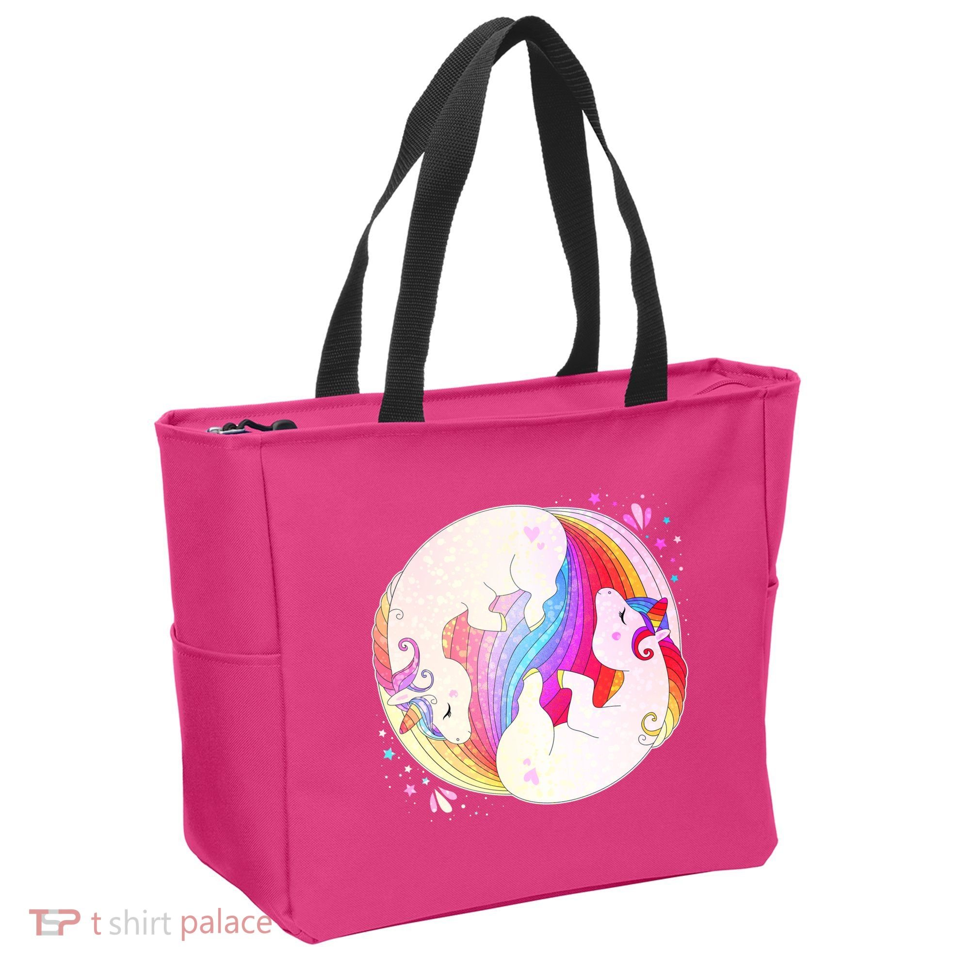 Cute Rainbow Unicorns Yin Yang Tote Bag
