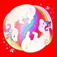 Cute Rainbow Unicorns Yin Yang Santa Hat thumb 1