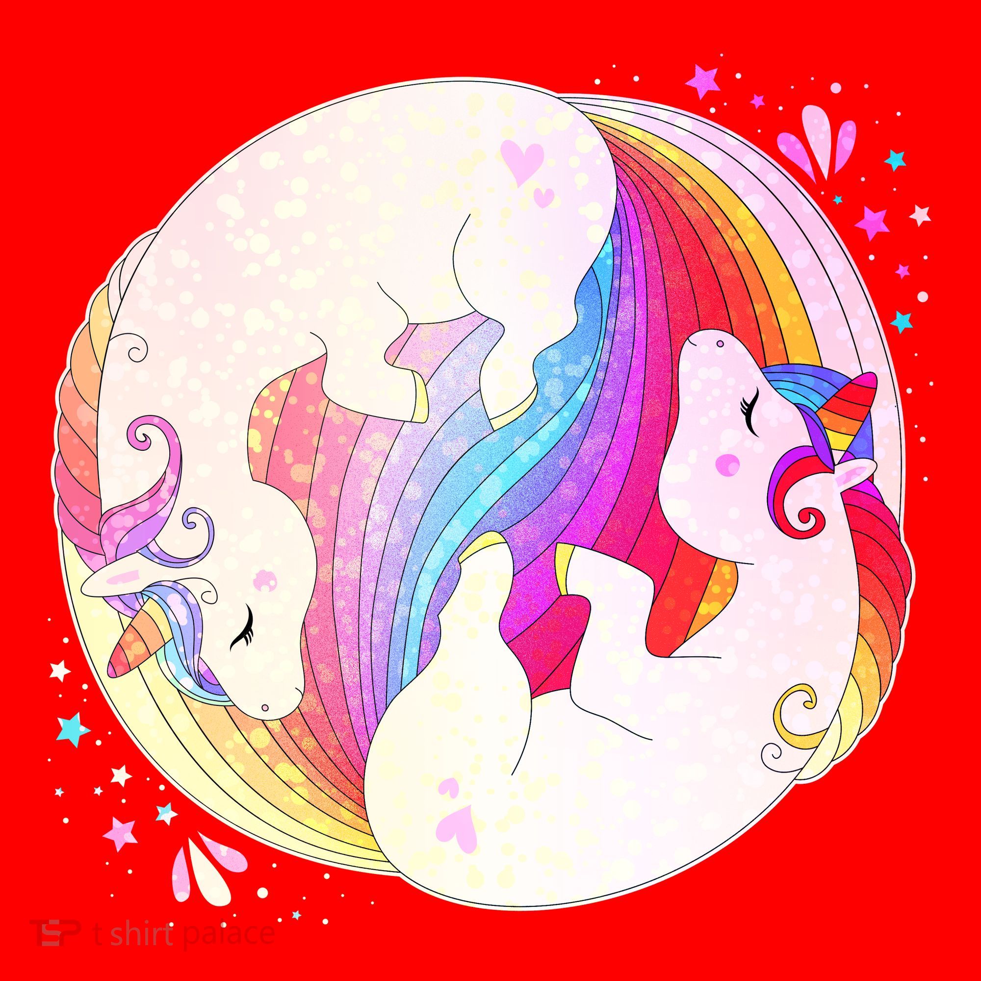 Cute Rainbow Unicorns Yin Yang Santa Hat