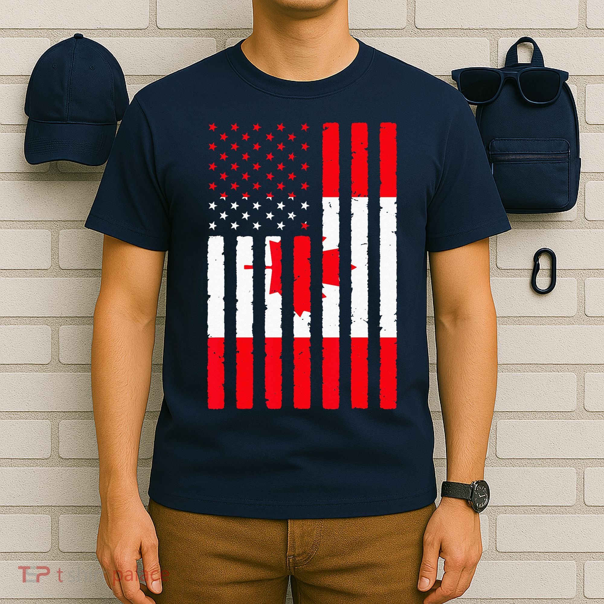 Canadian Roots USA Flag Heritage Half Canada American T-Shirt