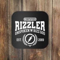 CERTIFIED RIZZLER UNSPOKEN RIZZ W RIZZ GOD Coaster thumb 0