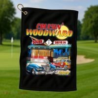 Cruisin' Woodward Diner Day time Golf Towel thumb 1