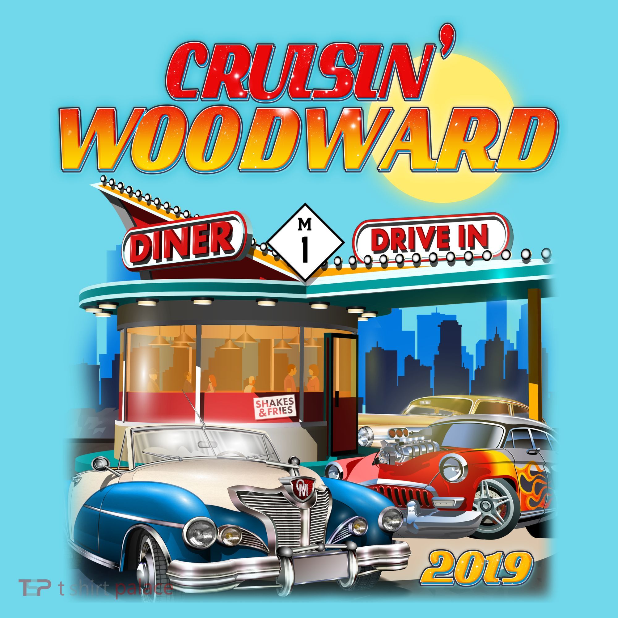 Cruisin' Woodward Diner Day time T-Shirt