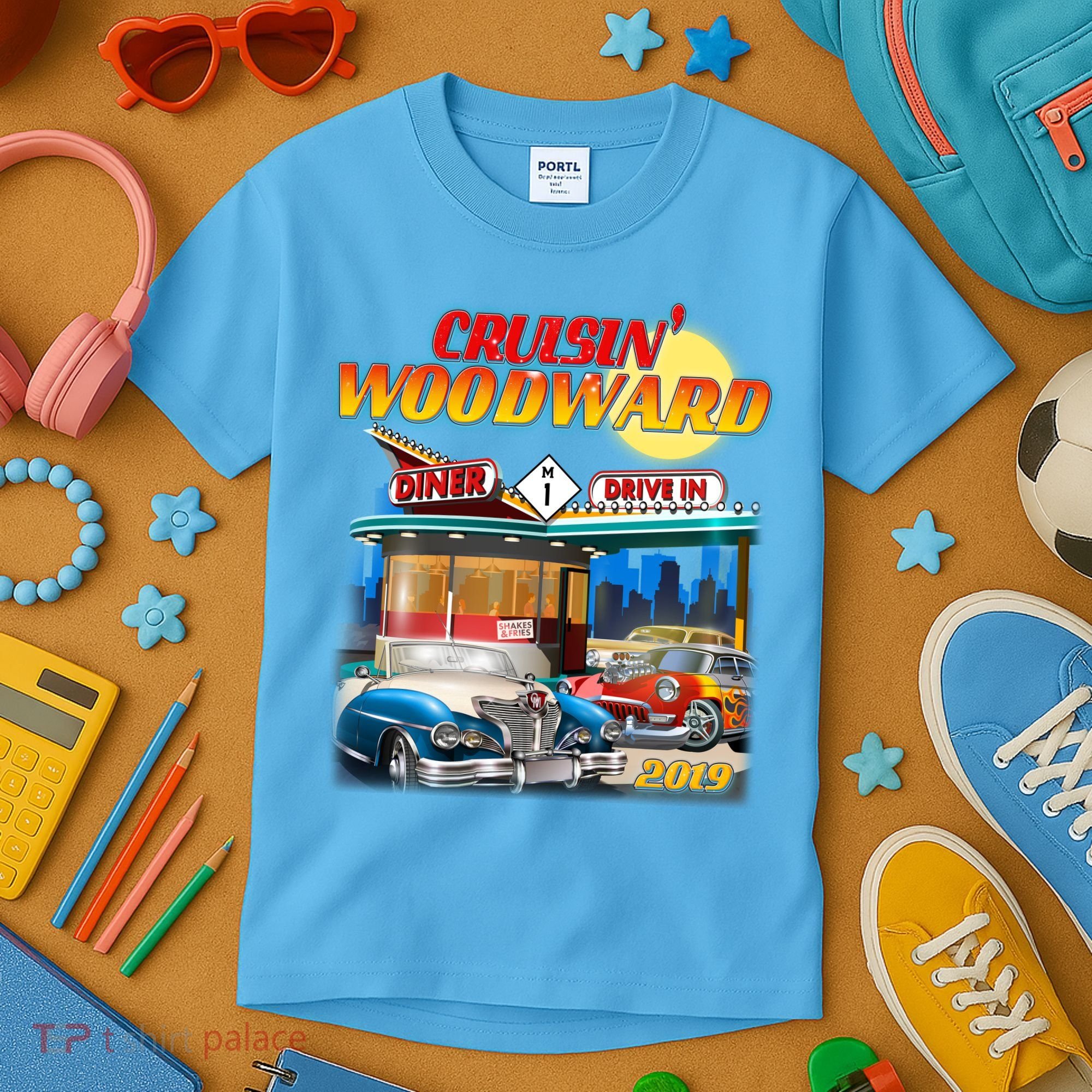 Cruisin' Woodward Diner Day time Kids T-Shirt