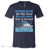 Cruising Rules Get Ship Faced Funny Cruise V-Neck T-Shirt thumb 0