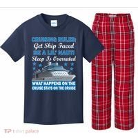 Cruising Rules Get Ship Faced Funny Cruise Kids Plaid Pajama Set thumb 0