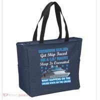 Cruising Rules Get Ship Faced Funny Cruise Tote Bag thumb 2