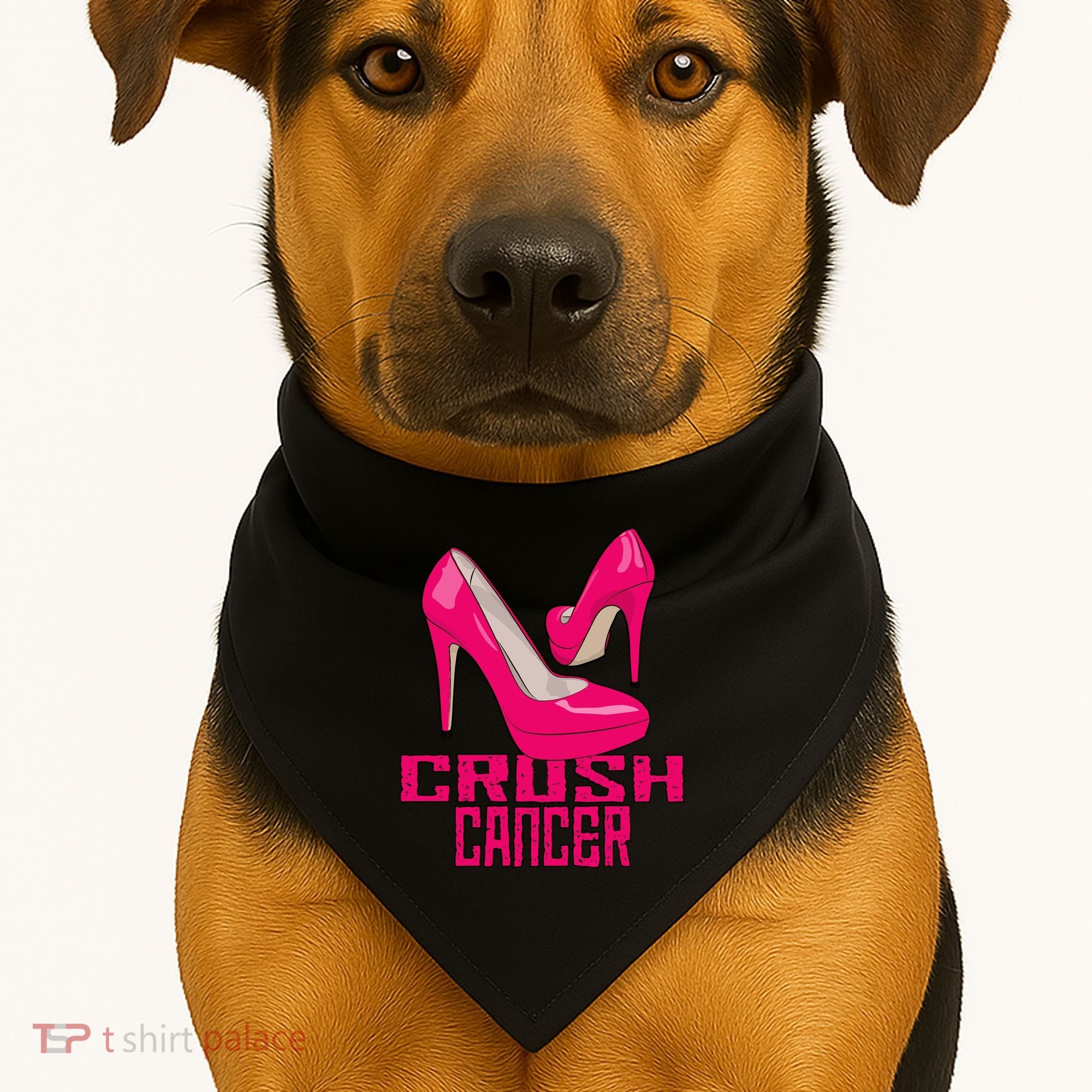 Crush Cancer With Pink Heels USA-Made Doggie Bandana