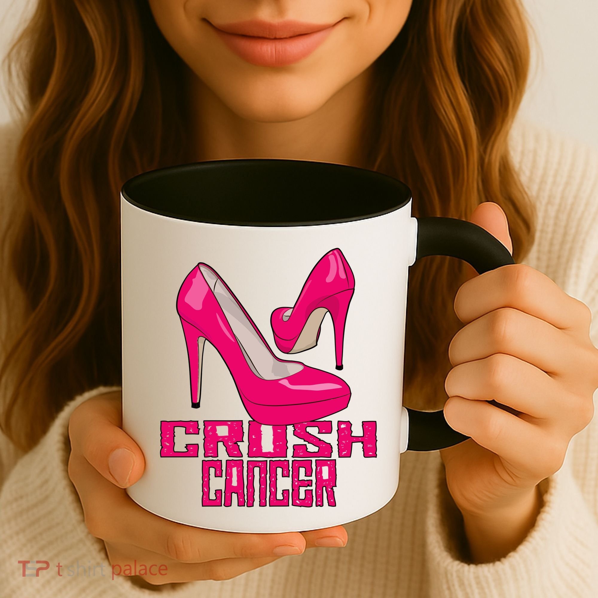 Crush Cancer With Pink Heels Coffee Mug