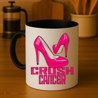 Crush Cancer With Pink Heels Coffee Mug thumb 4