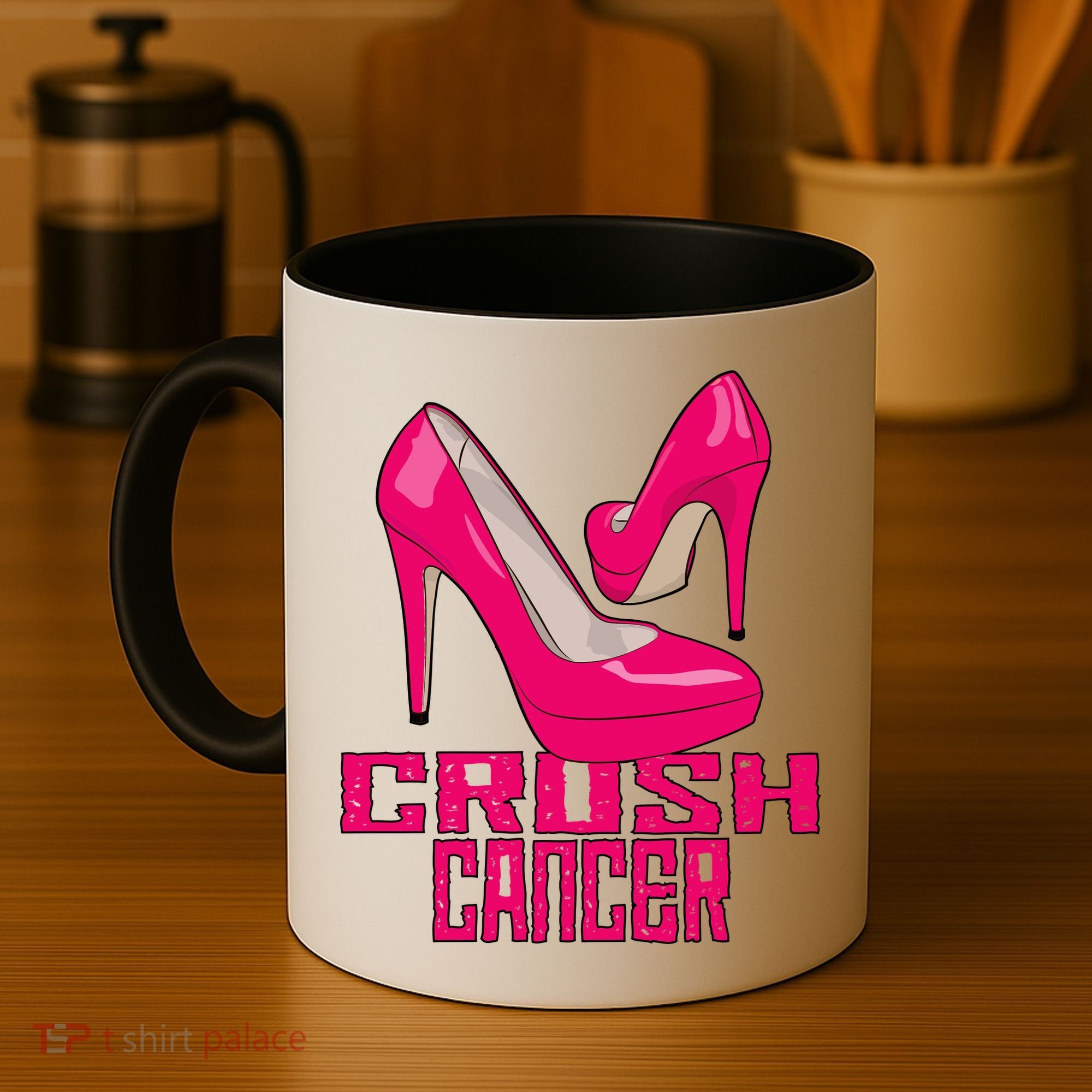 Crush Cancer With Pink Heels Coffee Mug