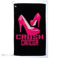 Crush Cancer With Pink Heels Golf Towel thumb 0