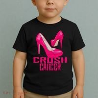 Crush Cancer With Pink Heels Toddler T-Shirt thumb 2