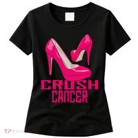 Crush Cancer With Pink Heels Women's T-Shirt thumb 0