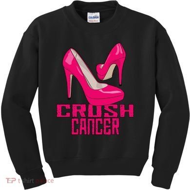 Crush Cancer With Pink Heels Kids Sweatshirt