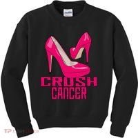 Crush Cancer With Pink Heels Kids Sweatshirt thumb 0