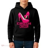 Crush Cancer With Pink Heels Kids Hoodie thumb 4