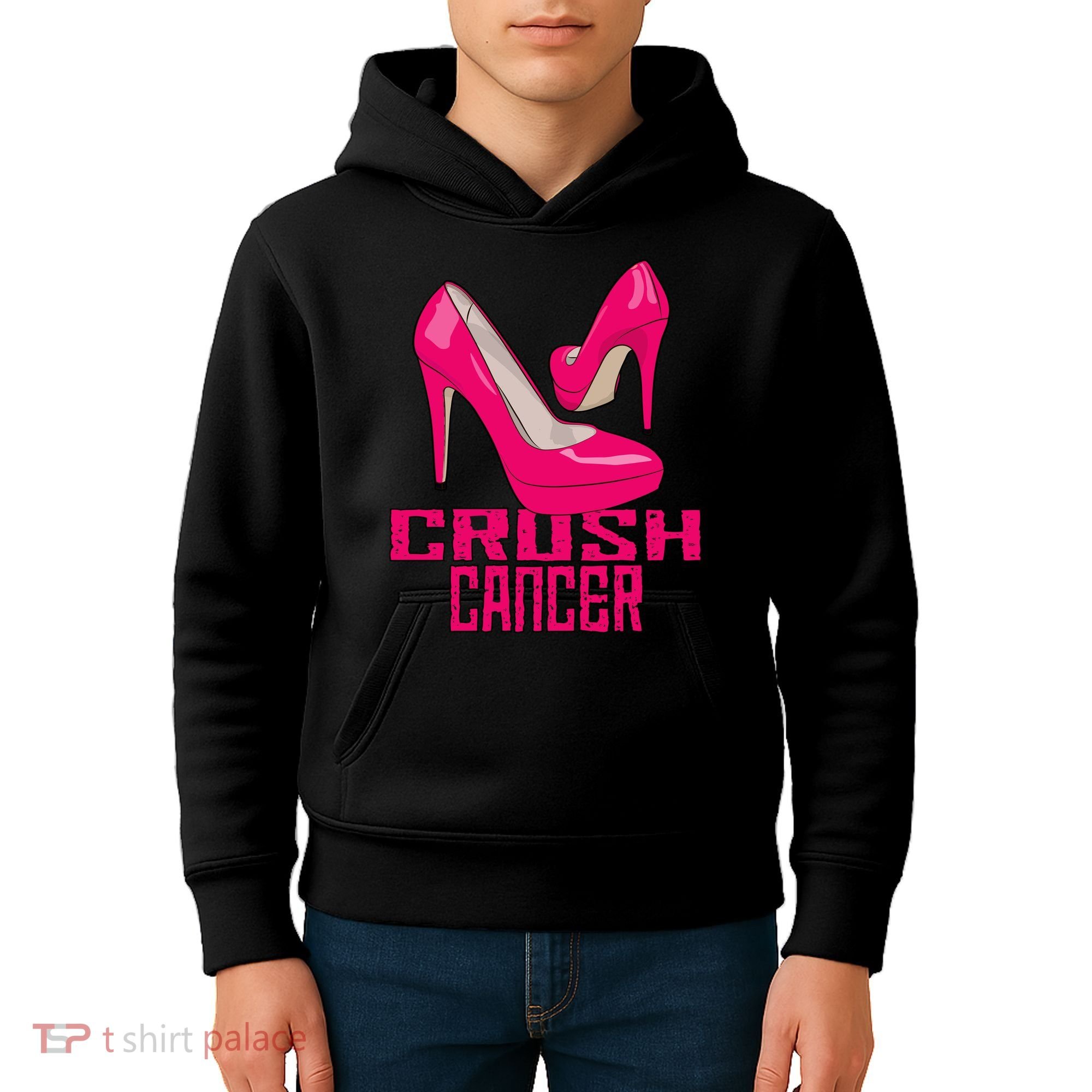 Crush Cancer With Pink Heels Kids Hoodie