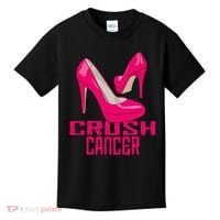 Crush Cancer With Pink Heels Kids T-Shirt thumb 0