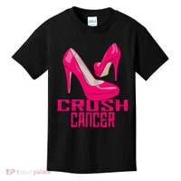 Crush Cancer With Pink Heels Kids T-Shirt thumb 0