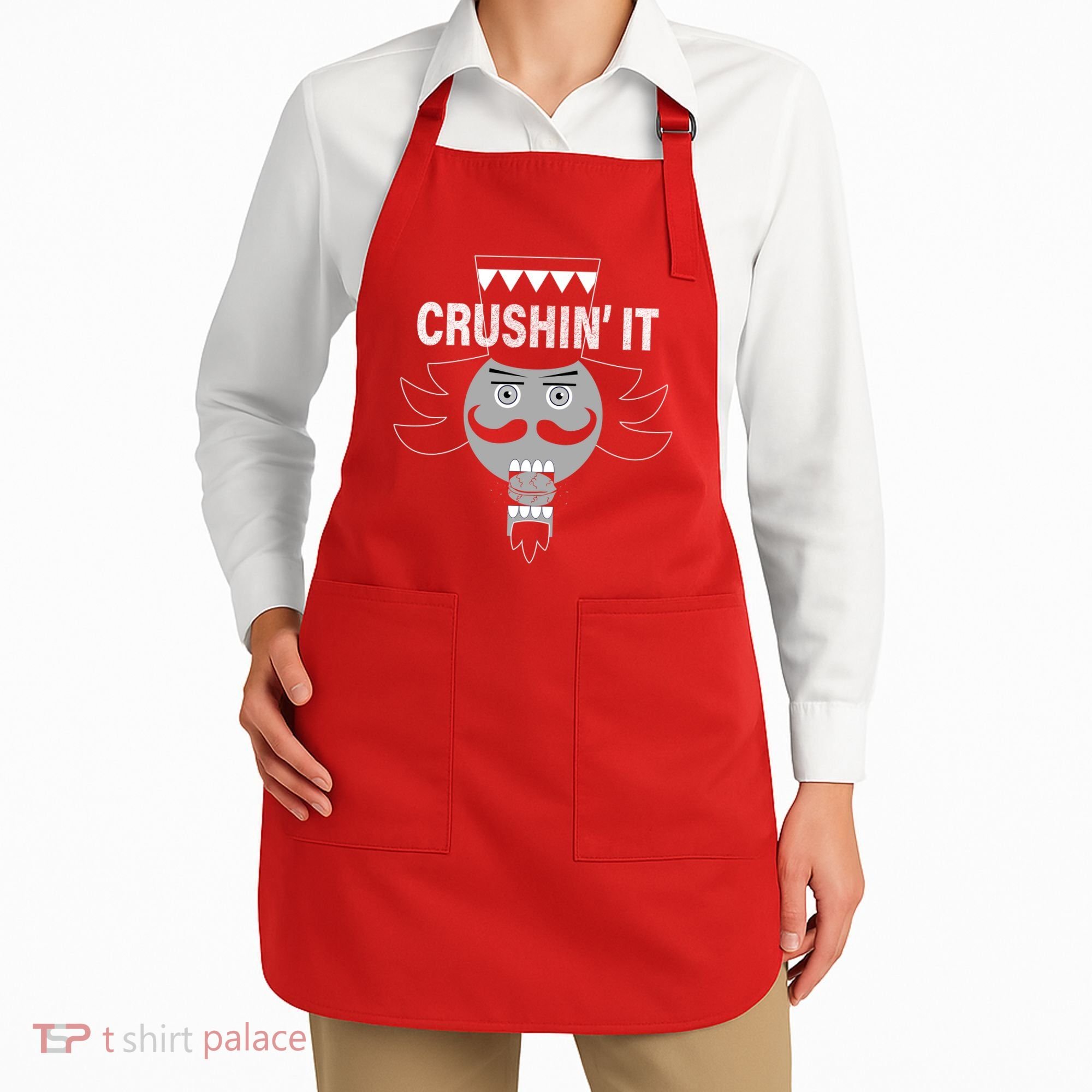 Crushin' It Funny Nutcrackers Christmas Apron