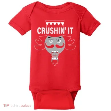 Crushin' It Funny Nutcrackers Christmas Baby Bodysuit