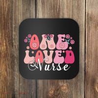 Cute Retro Valentine One Loved Nurse Coaster thumb 0