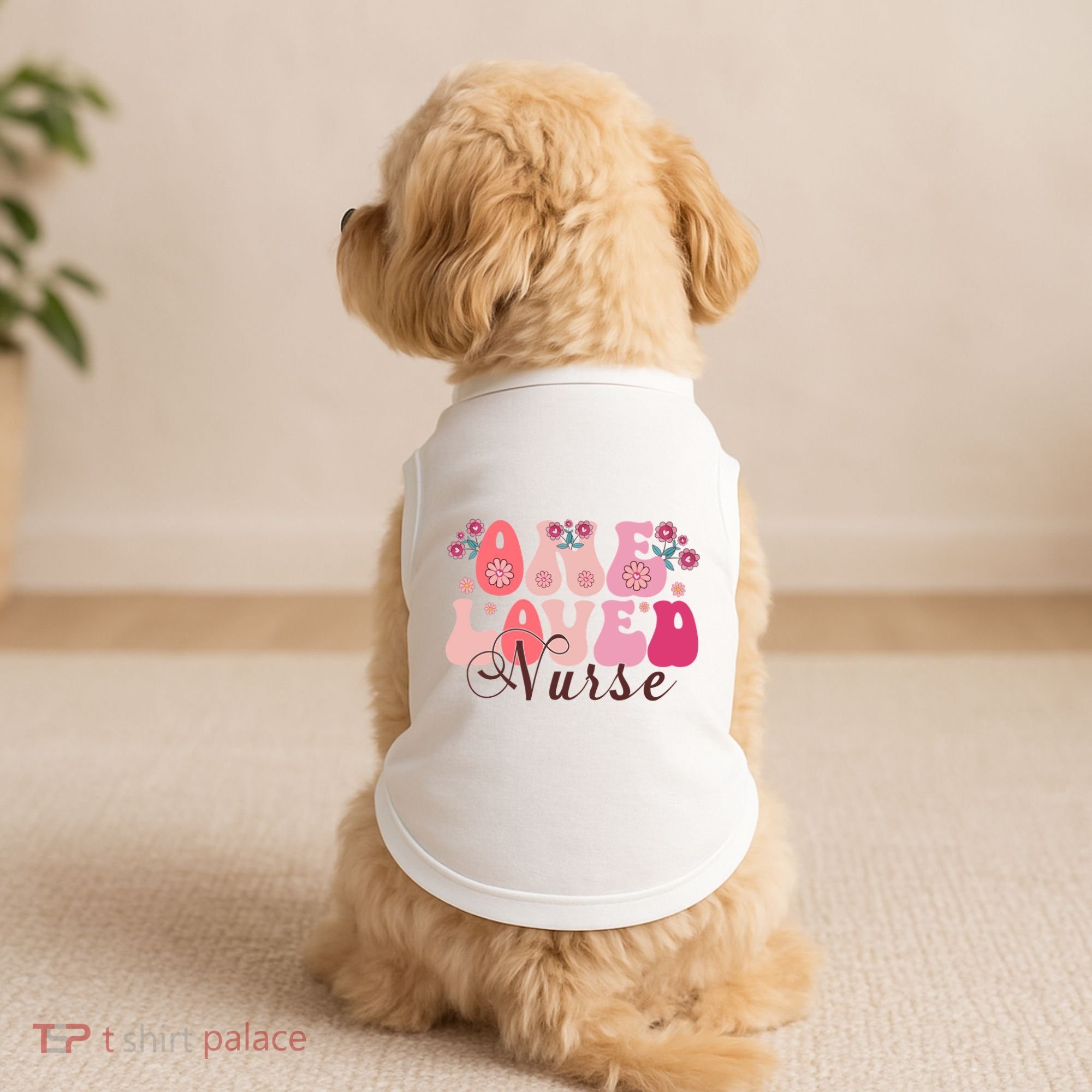Cute Retro Valentine One Loved Nurse Doggie Tank