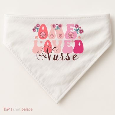 Cute Retro Valentine One Loved Nurse USA-Made Doggie Bandana