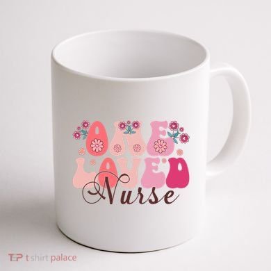 Cute Retro Valentine One Loved Nurse Coffee Mug back