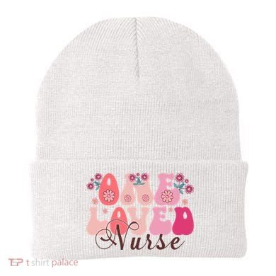 Cute Retro Valentine One Loved Nurse Beanie