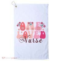 Cute Retro Valentine One Loved Nurse Golf Towel thumb 0