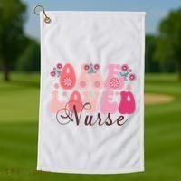 Cute Retro Valentine One Loved Nurse Golf Towel thumb 1