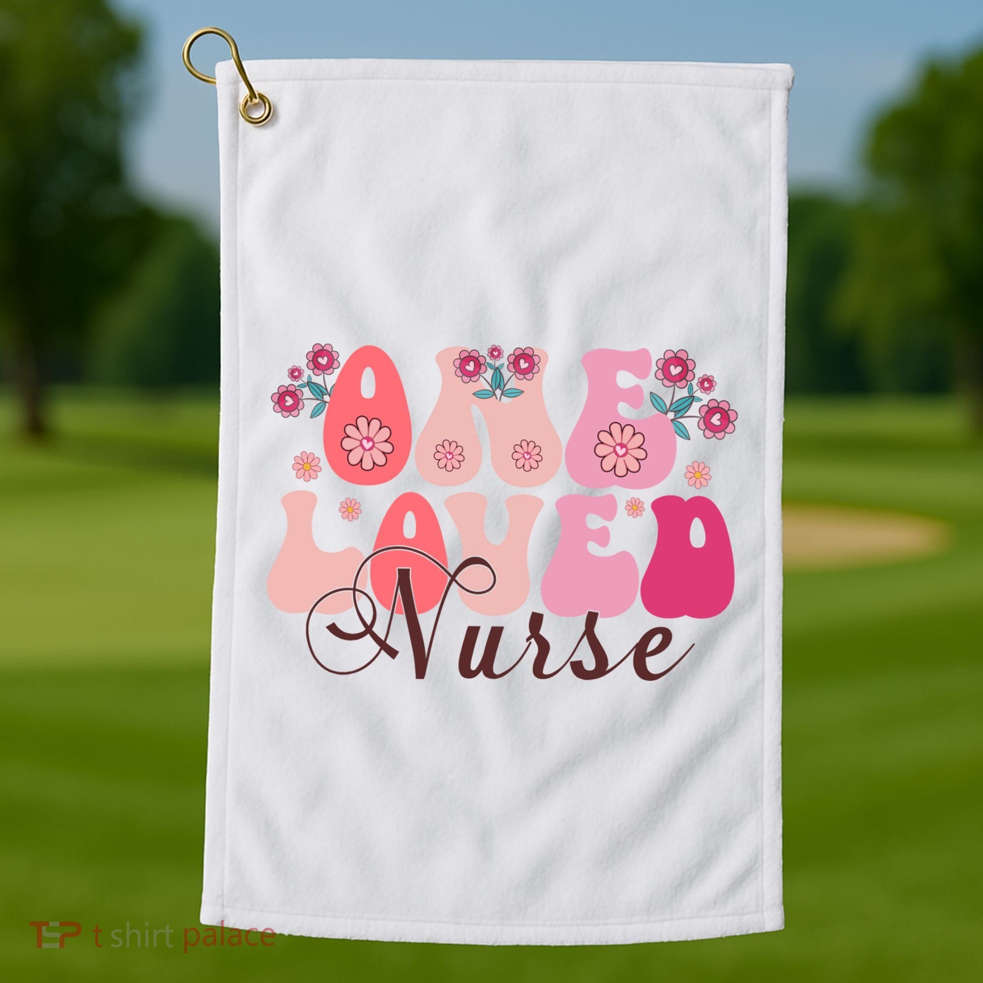 Cute Retro Valentine One Loved Nurse Golf Towel