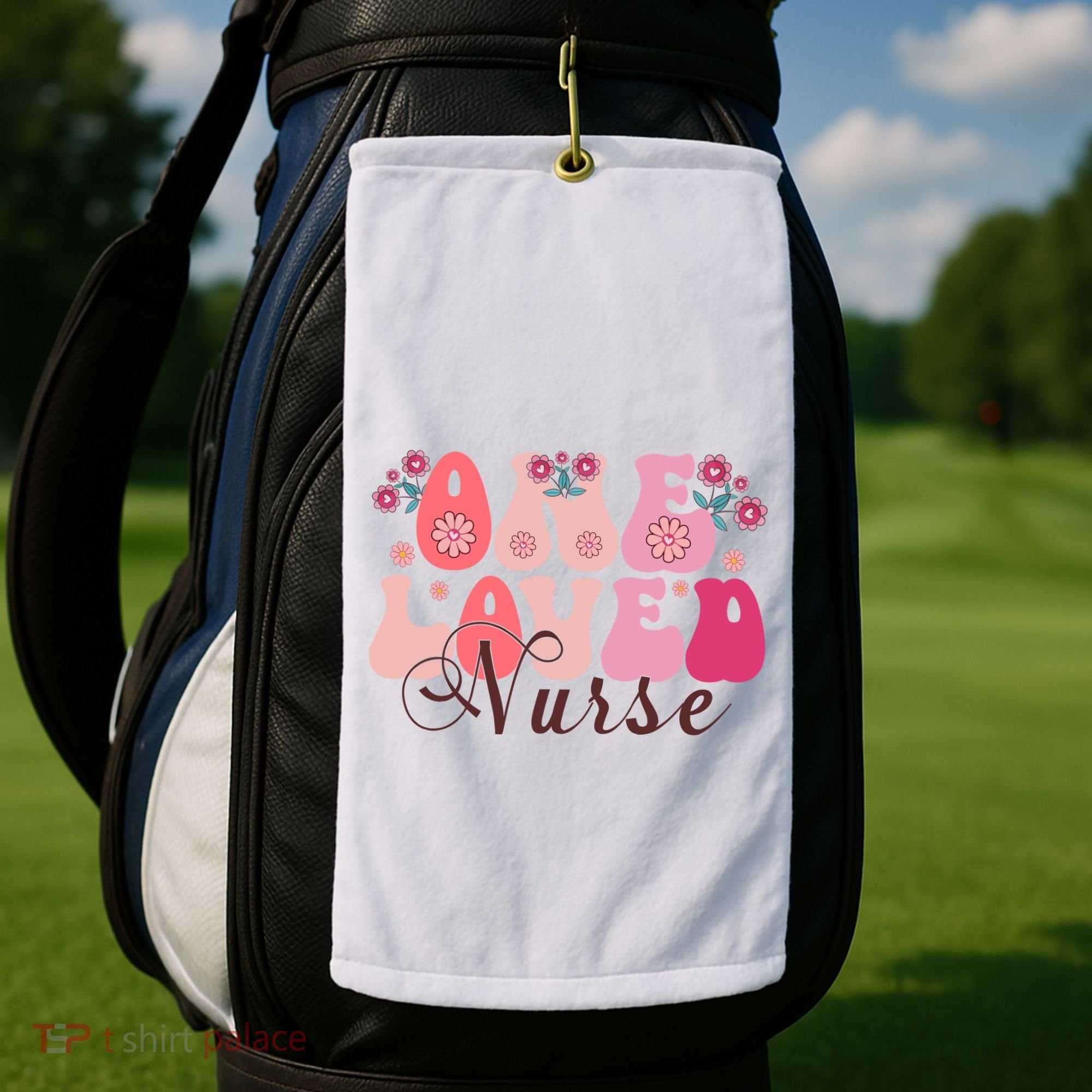 Cute Retro Valentine One Loved Nurse Golf Towel