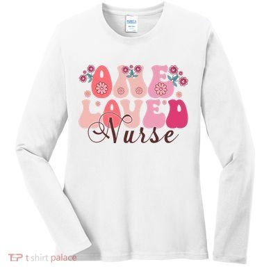 Cute Retro Valentine One Loved Nurse Women's Long Sleeve Shirt