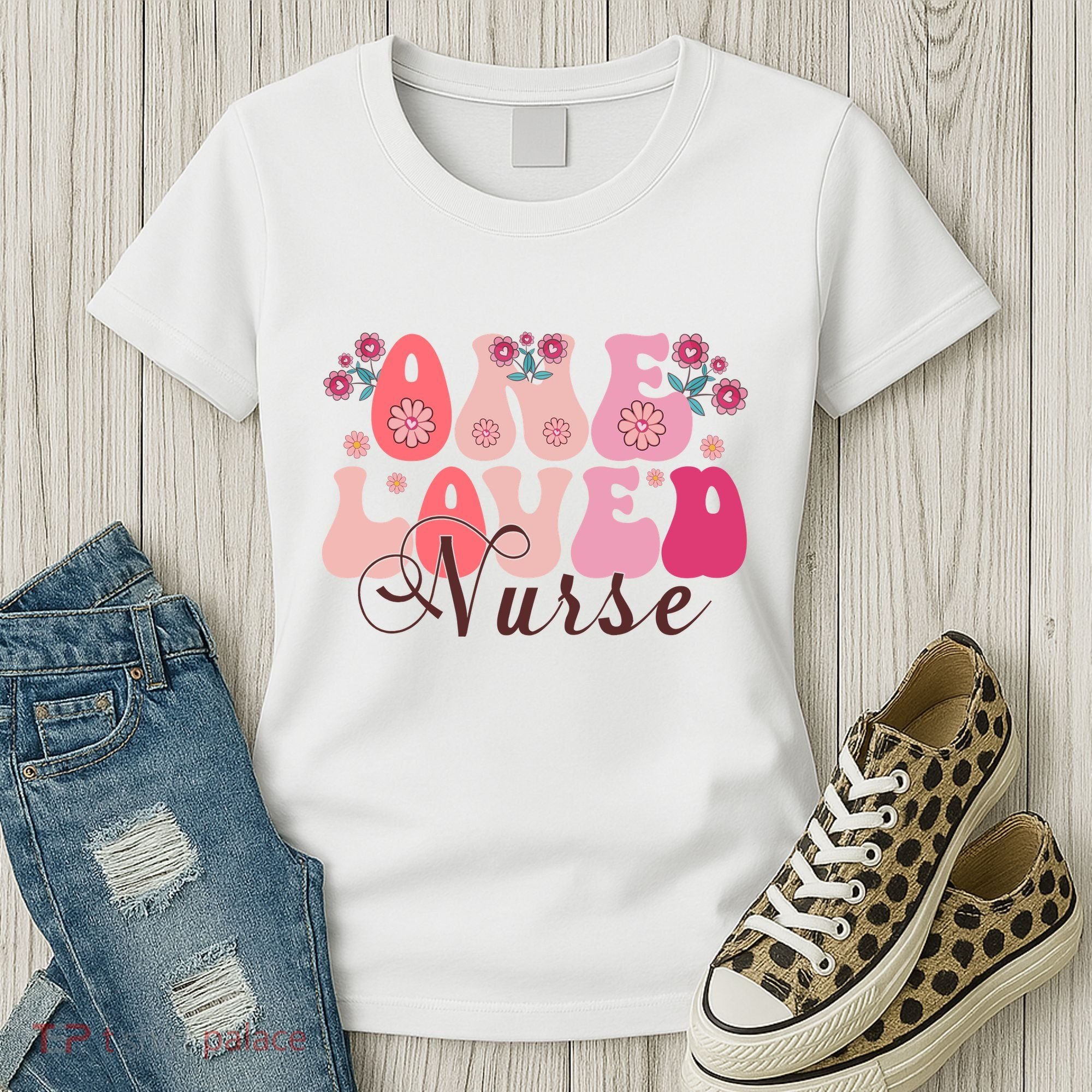 Cute Retro Valentine One Loved Nurse Women's T-Shirt