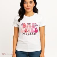 Cute Retro Valentine One Loved Nurse Women's T-Shirt thumb 4