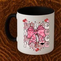 Cute Retro Valentines Day Nurse Heart Ribbon Coffee Mug thumb 2