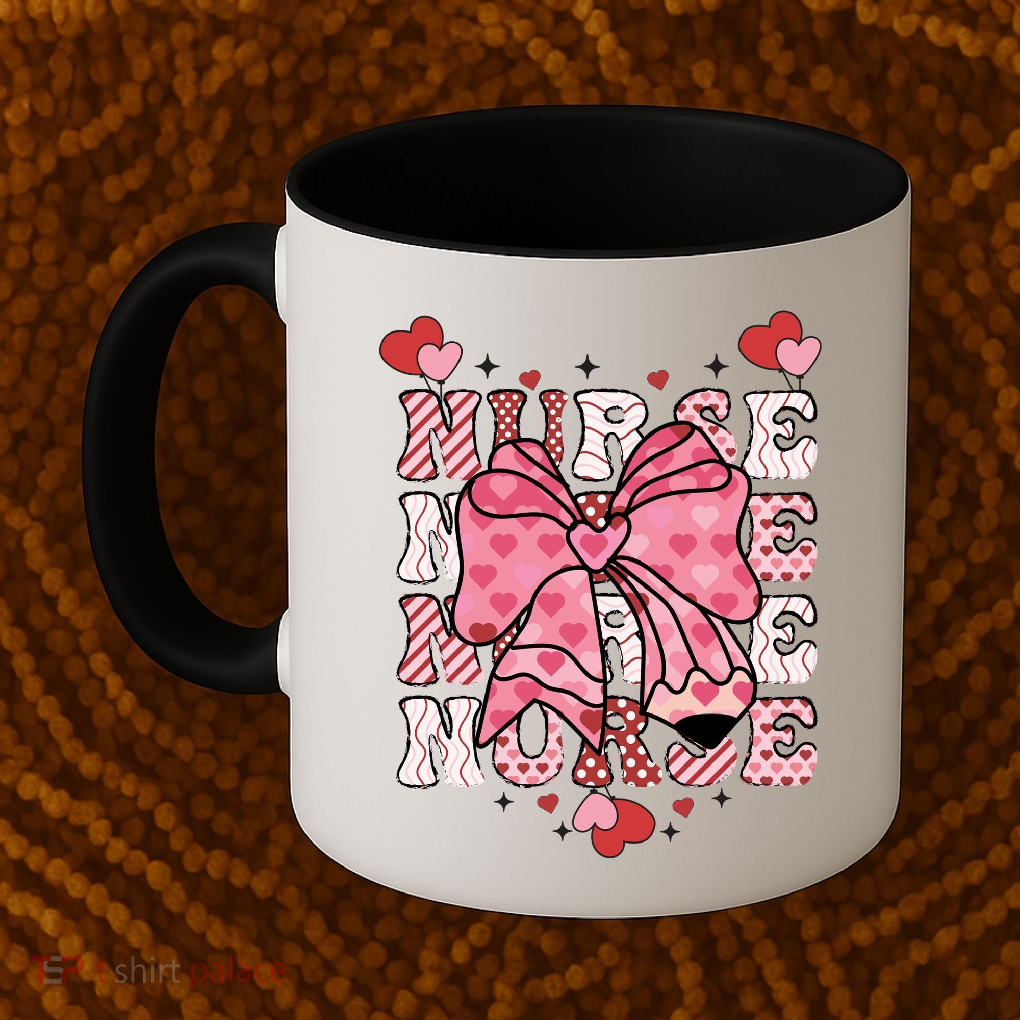 Cute Retro Valentines Day Nurse Heart Ribbon Coffee Mug