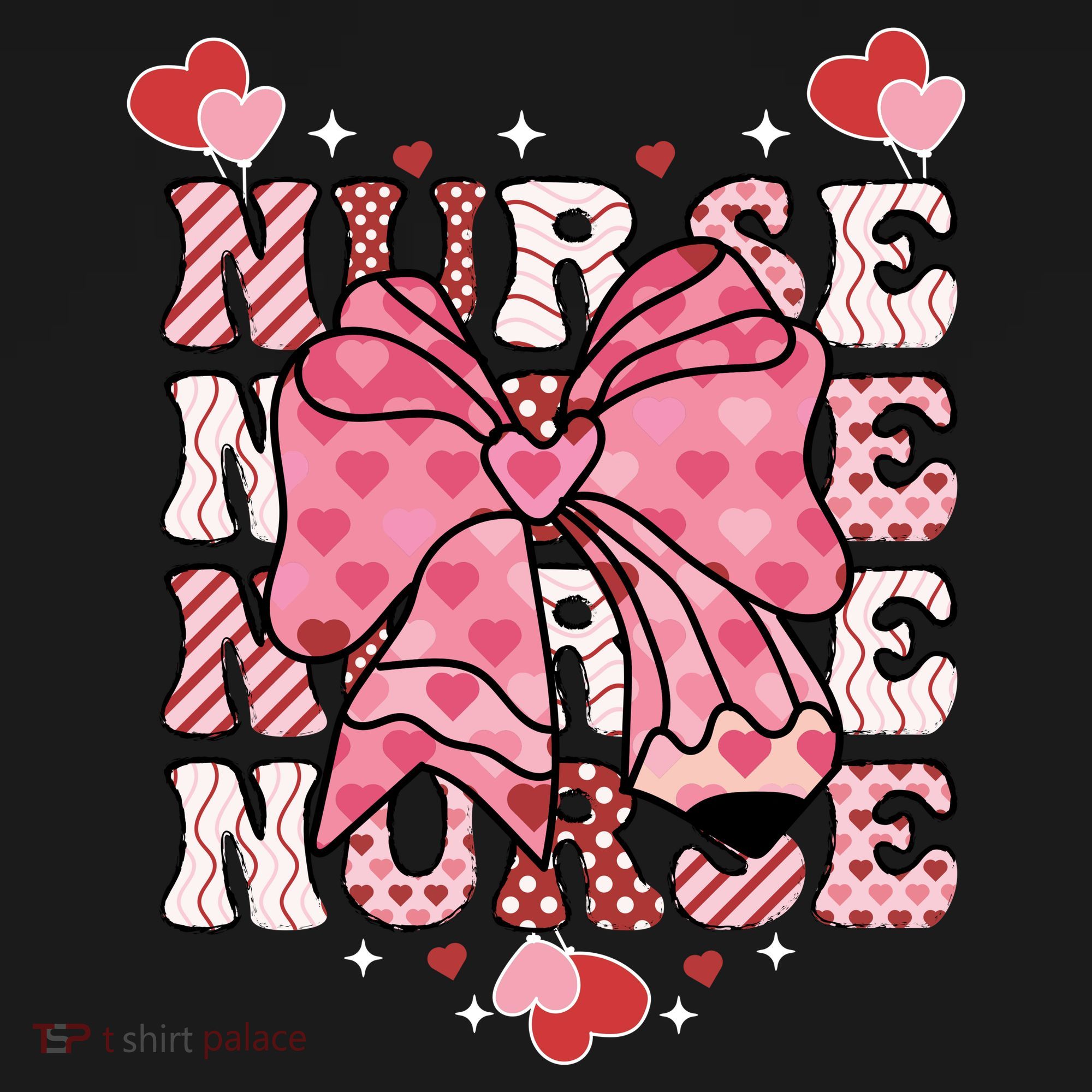 Cute Retro Valentines Day Nurse Heart Ribbon Polo
