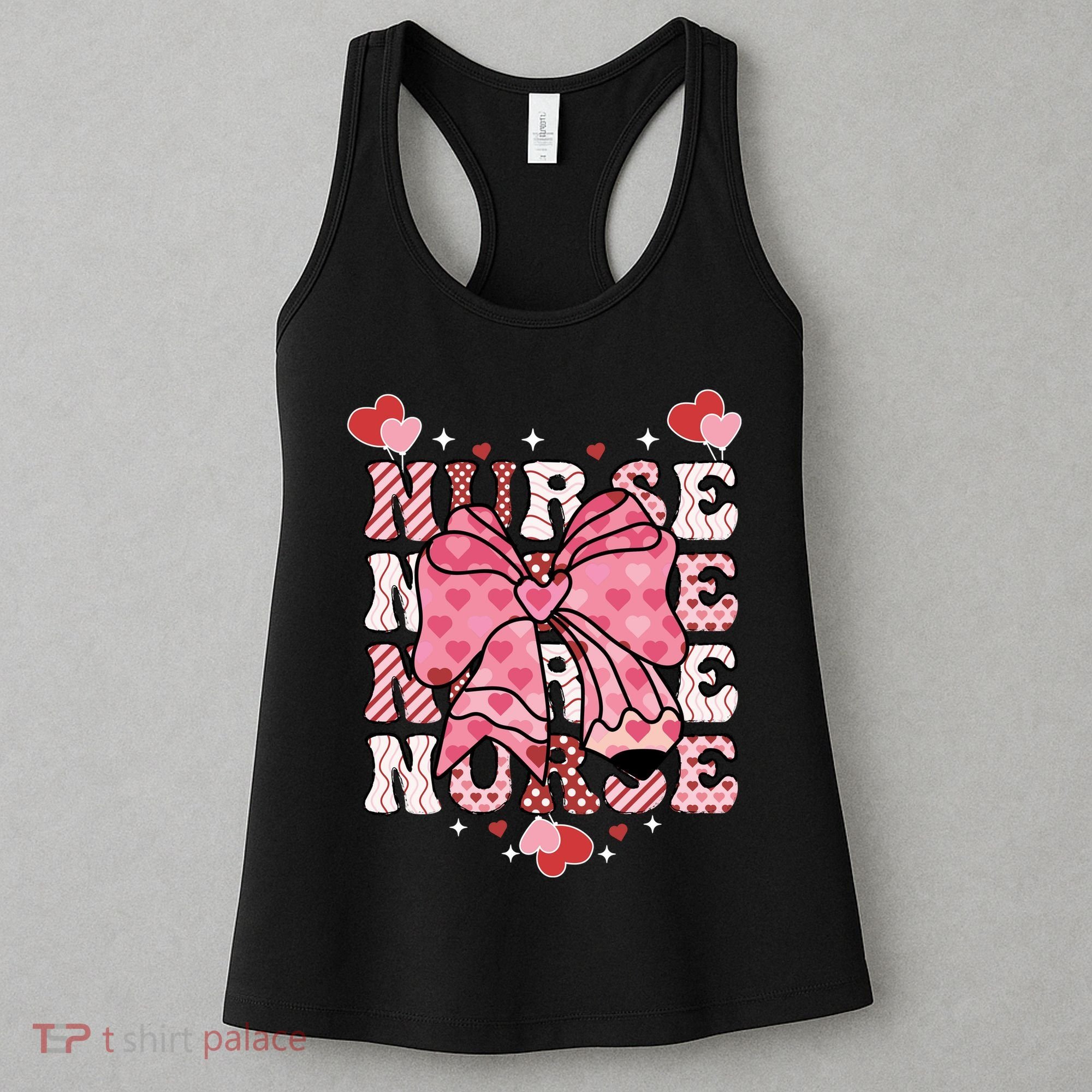 Cute Retro Valentines Day Nurse Heart Ribbon Women's Tank Top