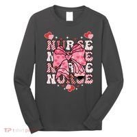 Cute Retro Valentines Day Nurse Heart Ribbon Long Sleeve Shirt thumb 0
