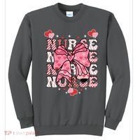 Cute Retro Valentines Day Nurse Heart Ribbon Sweatshirt thumb 0