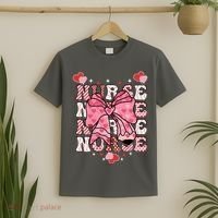 Cute Retro Valentines Day Nurse Heart Ribbon T-Shirt thumb 2