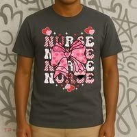 Cute Retro Valentines Day Nurse Heart Ribbon T-Shirt thumb 3